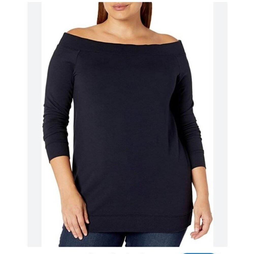 Daily Ritual Women’s Cold Off The Shoulder Navy Sweater Size 1X
